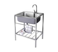 Évier Utilitaire extérieur en Acier Inoxydable - Station d'évier Portable pour Le Camping avec étagère de Rangement et Robinet pour Restaurant, Bar, buanderie, Garage ou Jardin.
