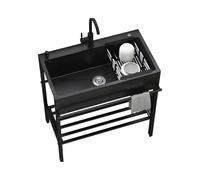 Évier Utilitaire, Inox Autoportant, 1 Bac, Améliorations Tuyaux et Kit de Drain, Commercial, Buanderie, Extérieur, Garage