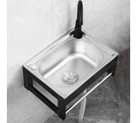 Évier utilitaire mural en acier inoxydable avec robinet et drain - Évier de cuisine carré à cuve unique pour buanderie, garage et restaurant