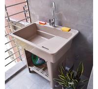 Évier utilitaire portable avec robinet, station de lavage des mains autonome robuste et bac à linge, idéal pour l'extérieur, le garage, le camping-car et une utilisation commerciale