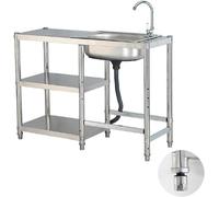 Évier Utilitaire Portable De Cuisine, évier Extérieur De Bar en Acier Inoxydable, Station D’évier Extérieur De Petite Ferme, évier Utili, One Color, 60 * 90 * 80cm/23.6 * 35.4 * 31.5 in