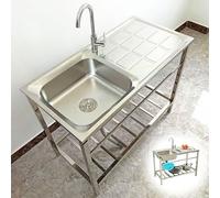 Évier utilitaire portable en acier inoxydable - Évier de bar de cuisine simple avec établi facile à assembler pour la maison, le restaurant ou une utilisation en extérieur