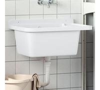 vidaXL Évier utilitaire pour montage murale 60x40x28 cm blanc résine