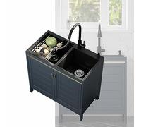 Évier utilitaire profond en acier inoxydable de qualité commerciale avec armoire, station d'évier de cuisine extérieure, évier de garage à cuve simple/double, robinet extractible, distributeur de