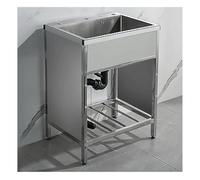 Évier utilitaire robuste sur pied avec robinet chaud et froid, idéal pour garage, buanderie, restaurant, cuisine, poste de travail intérieur, arrière-cour, 80 x 45 cm, couleur A