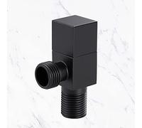 Évier Valve d'arrêt 1/2 Soupape Noire en Laiton Mural carré Balcon de Connexion de Salle de Bain G1 / 2 Pouces Angle d'arrêt d'angle 1/2 Pouce x 1/2 Pouce, Noir (Couleur: Noir)