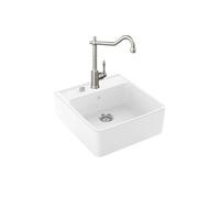 Evier VILLEROY ET BOCH Timbre d'office Tradition 1 bac vidage auto + Robinet de cuisine Avia 2.0 Acier Massif
