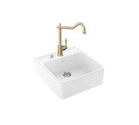 Evier VILLEROY ET BOCH Timbre d'office Tradition 1 bac vidage auto + Robinet de cuisine Avia 2.0 Or Mat