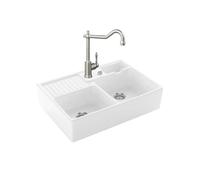 Evier VILLEROY ET BOCH Timbre d'office Tradition 2 bacs vidage auto + Robinet de cuisine Avia 2.0 Acier Massif