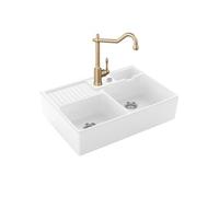 Evier VILLEROY ET BOCH Timbre d'office Tradition 2 bacs vidage auto + Robinet de cuisine Avia 2.0 Or Mat