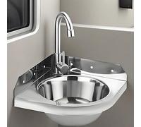 Éviers d'angle en acier inoxydable,Petit Évier Cuisine 1 Bac Mural,Lavabo de Salle de Bain Vasque avec Chaud et froid Robinet,Mini Lave-Main,pour L'intérieur et à L'extérieur, WC Jardin