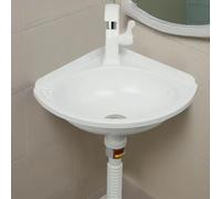 Éviers D'angle en Plastique Lavabos Mural Triangulaire de salle de bain,Petit Lave-Main pour L'intérieur et à L'extérieur avec Robinet et Kit de Drainage,Mini lavabo de camping-car