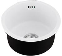 Éviers De Bar Ronds Évier Blanc Rénovation De Cuisine Piscine Évier Simple Rond Mini évier De Bar 304 Évier Simple Rond en Acier Inoxydable, White, 32cm