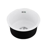 Éviers De Bar Ronds Évier Blanc Rénovation De Cuisine Piscine Évier Simple Rond Mini Évier De Bar Évier Simple Rond en Acier Inoxydable 304 (Color : Blanc, S : 36cm)
