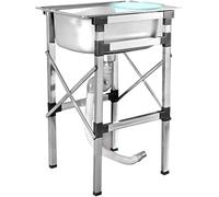 Éviers De Cuisine en Acier Inoxydable à Cuve Unique avec égouttoir Et Robinets Unité D’évier Commercial avec Support D’Angle, Facile à Assembler E, No Faucet, 53 * 38cm