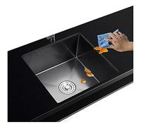 Éviers de cuisine Évier de préparation à barre à cuve unique en acier inoxydable avec et drain Évier moderne noir RV encastrable ou encastré (couleur : noir, taille : 50 x 45 x 21 cm)