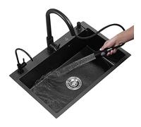 Éviers de cuisine Évier de préparation de bar Robinet en acier inoxydable Évier de cuisine à cuve unique avec drain Évier multifonction RV encastrable ou encastré (taille : 50 x 45 x 20 cm)