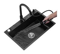 Éviers de cuisine Évier de préparation de barre Robinet en acier inoxydable Évier de cuisine à cuve unique avec drain Évier multifonction RV encastrable ou encastré (taille : 65 x 40 x 20 cm)