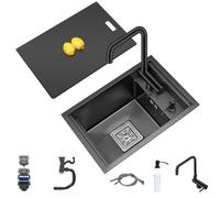 Éviers de cuisine Évier Invisible Gain De Place Pour Bar De Cuisine Évier Simple Pour Camping-car Avec Couvercle Petit Lavabo À Siphon Encastré Vasque À Poser En Inox