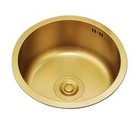 Éviers de Cuisine Évier Rond en Acier Inoxydable Doré Bar Balcon Mini Petite Taille Fente Simple Piscine d'eau De Lavage De Légumes sous Comptoir Évier De Cuisine (Color : Gold, S : 42 * 42 * 20cm)