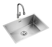 Éviers de cuisine Robinet d'évier de préparation de bar en acier inoxydable Évier de cuisine à cuve unique avec drain Évier multifonction RV encastrable ou encastré (taille : 76 x 43 x 20 cm)