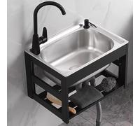 Éviers de garage commerciaux autoportants à cuve unique for buanderie et utilitaires d'extérieur portables, avec pieds de crépine de vidange de tuyau(52 * 38cm)