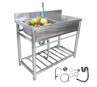 Éviers en acier inoxydable à cuve unique avec comptoir, ensemble d'évier de cuisine moderne pour restaurant, salle de bain, jardin, bar, poste de travail, installation facile