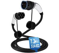 EVIEUN Câble Type 2 de Charge EV Voiture Électrique et Hybrides Rechargeables | Type 2 à Type 2 | 32A 7,2KW | Monophasé | 3 Mètre | Compatibles avec ID.3 ID.4 Model 3 e-Tron Zoe i3 Leaf e-Golf