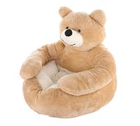 EviKoo Lit pour Chien en Forme d'ours | Câlin D’Ours pour Animaux Compagnie | Coussin en Peluche pour Animaux Compagnie avec Fond Antidérapant, Lits Et Canapés Lavables pour Chiens Et Chats,