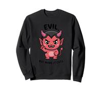 Evil But Make It Cute - Playful Devil Cartoon Art Sweatshirt
