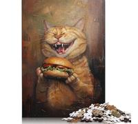 Evil Cat Hamburger Food Puzzle 1000 Pièces Educa Jouet en Bois Jeu D'Intelligence Décoration Intérieure Jeu Éducatif Challenge Toy Adultes Et Enfants À Partir De 14 Ans 500pcs (52x38cm)