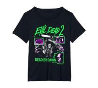 Evil Dead 2 Dead by Dawn Neon Collage Horror Movie T-Shirt, Femme Grandes Tailles, Noir, 3X