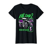 Evil Dead 2 Dead by Dawn Neon Collage Horror Movie T-Shirt, Femme, Noir, XL