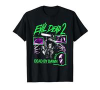 Evil Dead 2 Dead by Dawn Neon Collage Horror Movie T-Shirt, Homme, Noir, 6XL