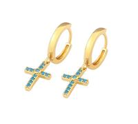 Evil Eye Bleu Zircon Croix Boucles D’Oreilles pour Femmes Fille Style Oreille Bijoux Cadeaux De Fête Quotidiens