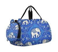 Evil Eye Elephants Good Luck Sac de sport pour enfants avec compartiment à chaussures Sac de voyage léger pour voyage, sport, fitness et entraînement Bleu