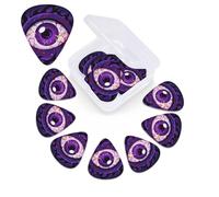 Evil Eye Lot de 12 médiators avec boîte de rangement, 0,46 mm, 0,71 mm, 0,96 mm, comprend des médiators fins et moyennes épaisseurs, abstraits pour guitare électrique, ukulélé, basse