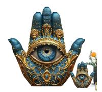 Evil Eye Palm - Hand Sculpture Figurine Ornament, Protective Cultural Art Piece, Detailed Painted Design | Elegant Boho Accent for Mantel Bookshelf Desk Living Room Tabletop Bedroom Centerpiece