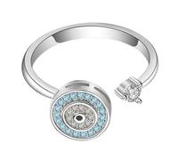Evil Eye Ring - Bague Fidget avec strass scintillants - Bague d'inspiration spinner pour femme - Anneau rond anti-mauvais œil pour fille - Bijoux d'inspiration spinner pour femme et fille