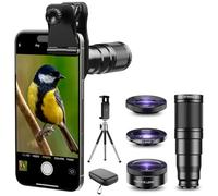 Evil Eye-Téléobjectif 22x/ Objectif fisheye 205°/ Objectif Grand Angle 120°/ Objectif Macro 20x/ Trépied et obturateur à Distance pour iPhone Samsung, Huawei et la Plupart