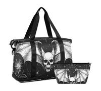 Evil Skull Sac de voyage gothique noir avec poche humide Sangle réglable Sports Gym Sac pour la gym Lot de 2 pour homme et femme