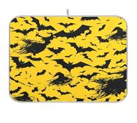 Evil Witch Tapis égouttoir à vaisselle jaune et noir pour comptoir de cuisine Tapis égouttoir de cuisine en microfibre XL 45,7 x 61 cm