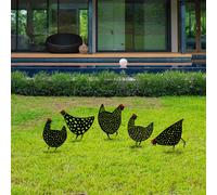 Evila Originals, Chickens, figurines de jardin, noir, métal, 28 x 26 cm