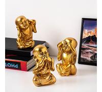 Evila Originals, DON'T SEE DON'T HEAR DON'T KNOW 1, objet décoratif, or, 8 x 6 x 14 cm