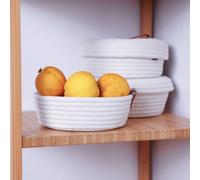 Evila Originals, JUT02001127D, Set de paniers en coton (3 pièces), Ekru, corde de jute 100 % coton, 15 x 15 x 7 cm