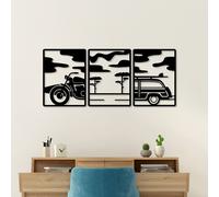 Evila Originals, Road Trip Trio B, accessoire mural décoratif en métal, noir, CORPS METALLIQUE, 53 x 40 cm