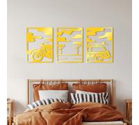 Evila Originals, Road Trip Trio G, accessoire mural décoratif en métal, or, CORPS METALLIQUE, 53 x 40 cm
