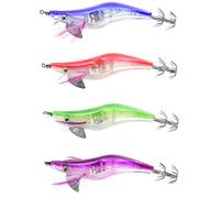 Evilandat Kit de 4 Leurres Turluttes LED Poissons Nageur Flottants Luminieux Swimbaits pour Pêche À La Nuit 4 Couleurs
