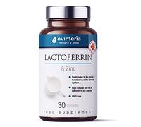 EVIMERIA Pure Lactoferrin et zinc | Renforce le système immunitaire | Suppléments de défense immunitaire | Antioxydant naturel | Capsules plus 200 mg | Traitement d'un mois | Fabriqué en Italie