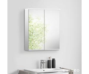 evineo ineo Armoire de toilette avec éclairage au-dessus du miroir et 2 portes, BEA001MI,